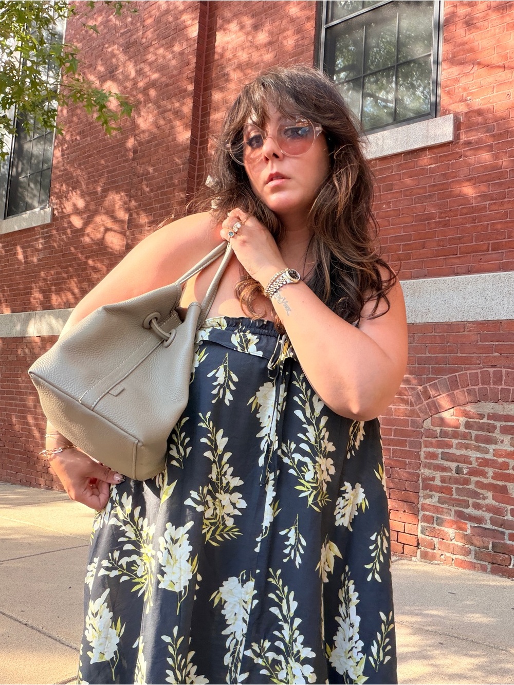 Vasic Bond Mini Minimal Leather Drawstring Bucket Bag in Light Gray